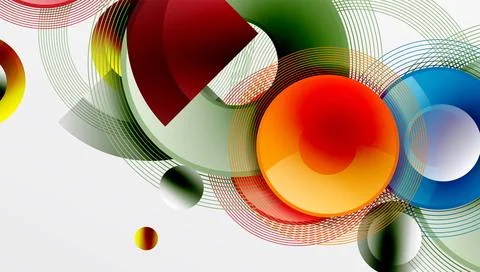 Abstract composition of overlapping circles with smooth gradients and イラスト素材