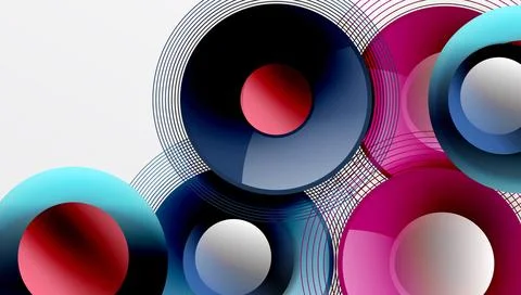 Abstract composition of overlapping circles with smooth gradients and イラスト素材