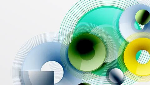 Abstract composition of overlapping circles with smooth gradients and イラスト素材