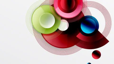 Abstract composition of overlapping circles with smooth gradients and イラスト素材