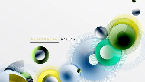 Abstract composition of overlapping circles with smooth gradients and イラスト素材