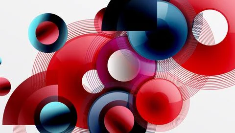 Abstract composition of overlapping circles with smooth gradients and イラスト素材
