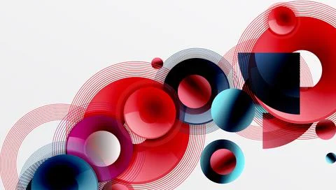 Abstract composition of overlapping circles with smooth gradients and イラスト素材
