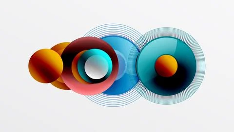 Abstract composition of overlapping circles with smooth gradients and イラスト素材