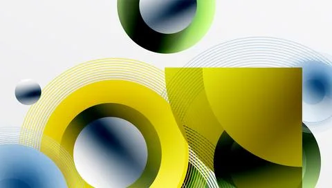 Abstract composition of overlapping circles with smooth gradients and Illustrazione stock