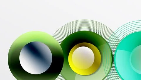 Abstract composition of overlapping circles with smooth gradients and イラスト素材