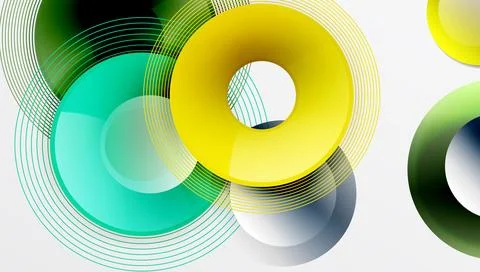 Abstract composition of overlapping circles with smooth gradients and イラスト素材