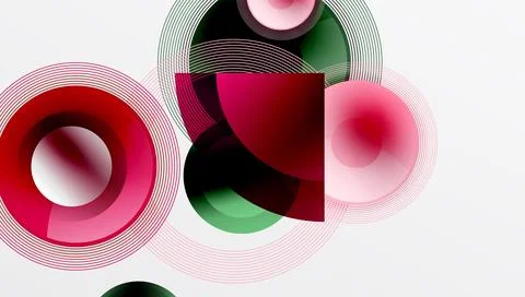 Abstract composition of overlapping circles with smooth gradients and イラスト素材