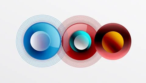 Abstract composition of overlapping circles with smooth gradients and Stock Illustration