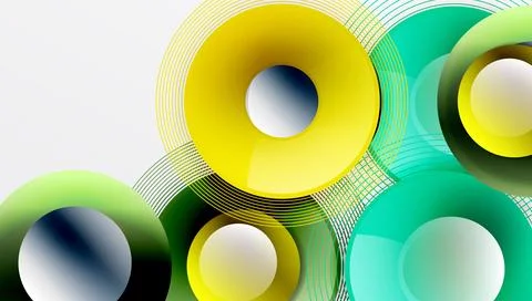 Abstract composition of overlapping circles with smooth gradients and イラスト素材