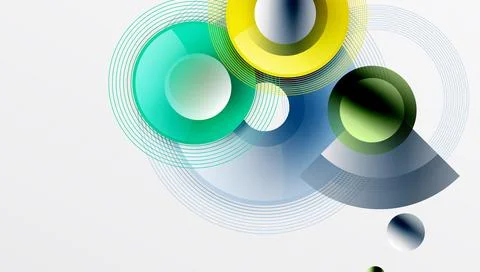 Abstract composition of overlapping circles with smooth gradients and イラスト素材