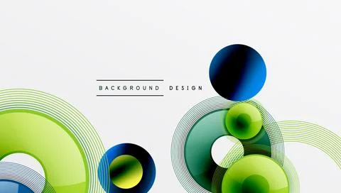 Abstract composition of overlapping circles with smooth gradients and Stock Illustration