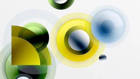 Abstract composition of overlapping circles with smooth gradients and イラスト素材