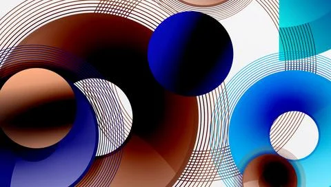 Abstract composition of overlapping circles with smooth gradients and イラスト素材