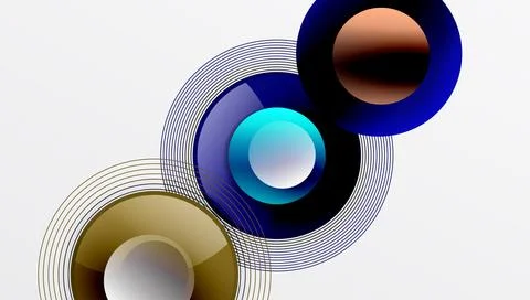 Abstract composition of overlapping circles with smooth gradients and イラスト素材