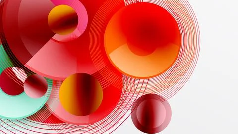 Abstract composition of overlapping circles with smooth gradients and イラスト素材