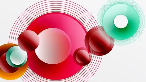 Abstract composition of overlapping circles with smooth gradients and Stock Illustration