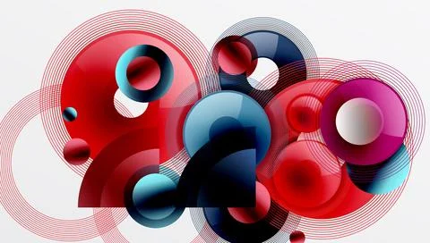 Abstract composition of overlapping circles with smooth gradients and イラスト素材