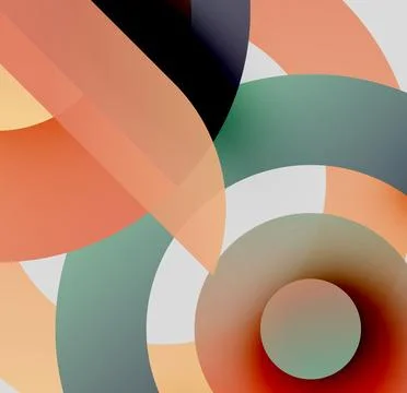 Abstract composition. Overlapping circles, soft gradients, muted colors create 스톡 일러스트
