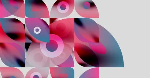 Abstract composition. Overlapping circles, squares create vibrant, colorful 스톡 일러스트