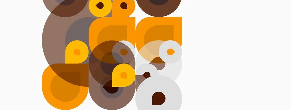 Abstract composition. Overlapping circles, squares, rectangles create dynamic Illustration