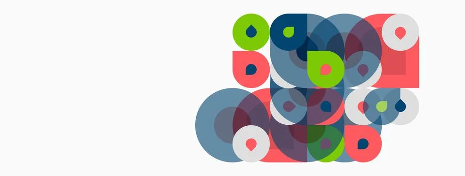 Abstract composition. Overlapping circles, squares, vibrant colors create Stockillustratie