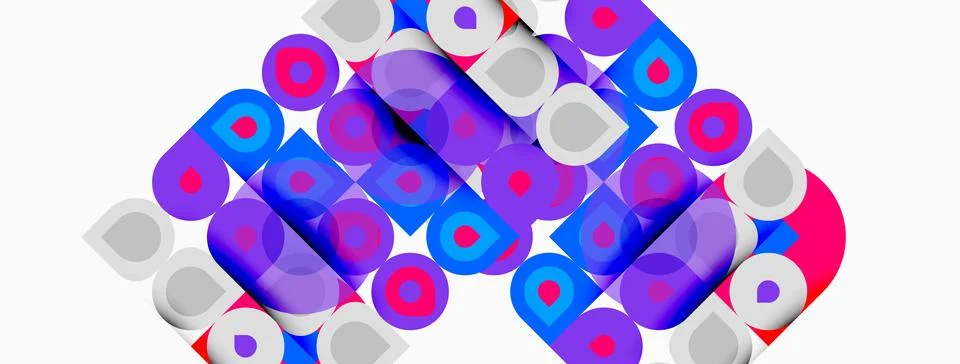 Abstract composition. Overlapping circles, squares, vibrant colors. Modern 스톡 일러스트