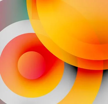 Abstract composition. Overlapping circles, vibrant colors, gradients create Illustrazione stock