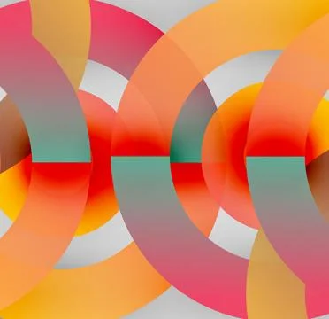 Abstract composition. Overlapping colorful arcs create dynamic visual pattern. 스톡 일러스트