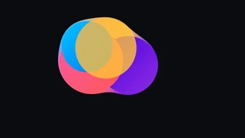 Abstract composition of overlapping colorful circular shapes on black backg.. Stock Footage 338310903