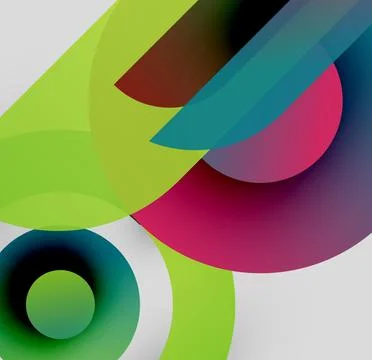 Abstract composition. Overlapping colorful shapes create dynamic visual effect. Illustrazione stock