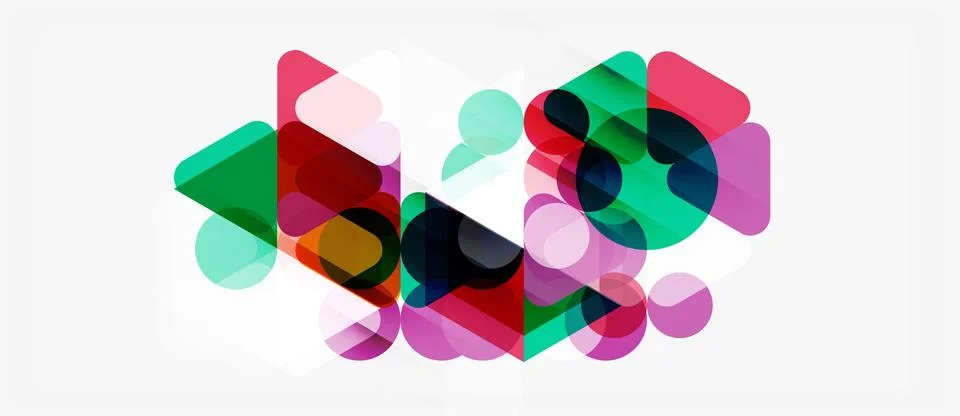 Abstract composition. Overlapping colorful shapes create dynamic visual effec Stock Illustration