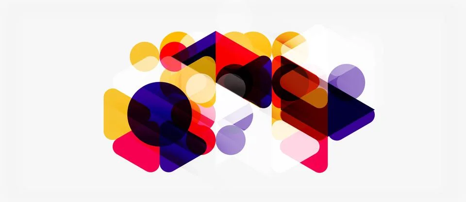 Abstract composition. Overlapping colorful shapes create dynamic visual effec Illustrazione stock