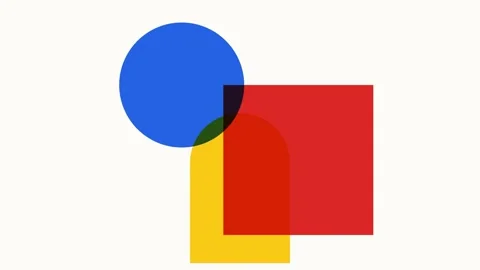 Abstract composition of overlapping geometric shapes with vibrant primary c.. Stock Footage 335145907