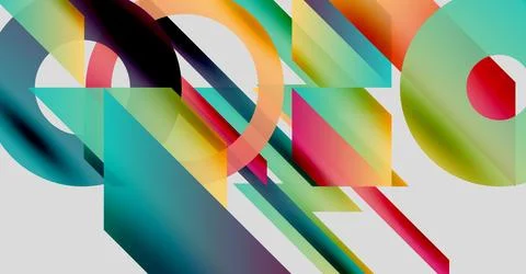 Abstract composition. Overlapping geometric shapes create vibrant color 库存插图