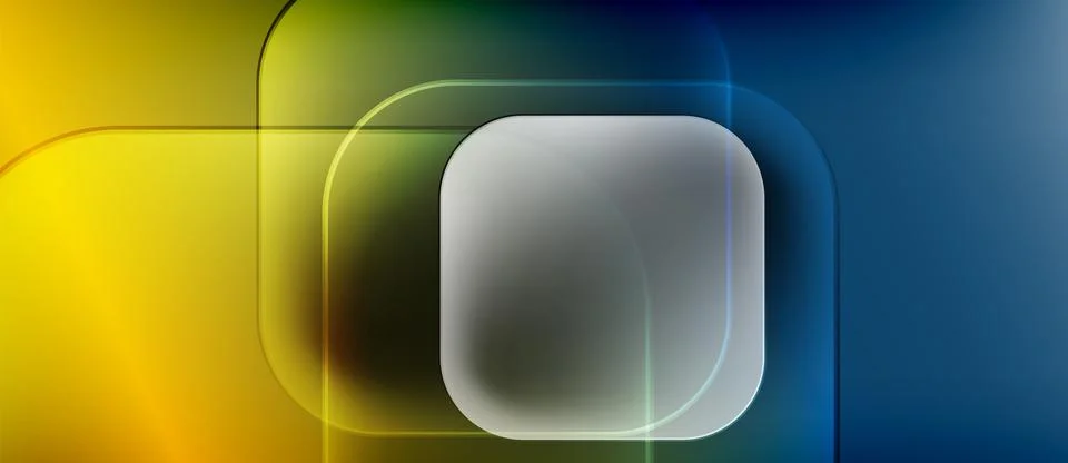 Abstract composition. Overlapping rectangles, gradients, soft glow. Yellow, イラスト素材