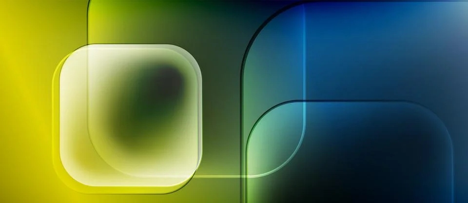 Abstract composition. Overlapping rounded rectangles, gradient colors, yellow to Stock Illustration