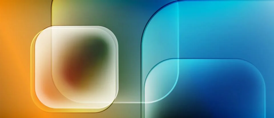 Abstract composition. Overlapping rounded rectangles, gradients, warm cool tones 库存插图