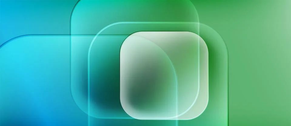 Abstract composition. Overlapping rounded squares create luminous gradient Stock Illustration