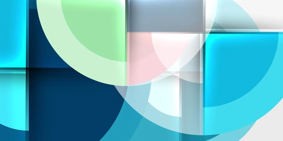 Abstract composition. Overlapping shapes, circles, rectangles create dynamic 스톡 일러스트