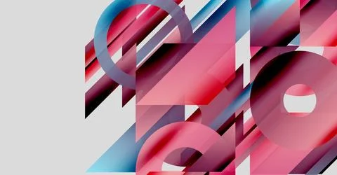 Abstract composition. Overlapping shapes, circles, rectangles create dynamic Illustrazione stock