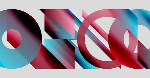 Abstract composition. Overlapping shapes create dynamic visual effect. Red, blue Stock Illustration