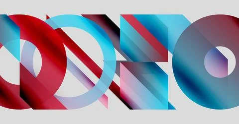 Abstract composition. Overlapping shapes create dynamic visual effect. Red, blue Stockillustratie