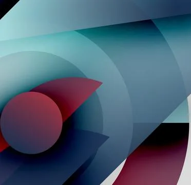 Abstract composition. Overlapping shapes create depth, using cool blues, Stock Illustration