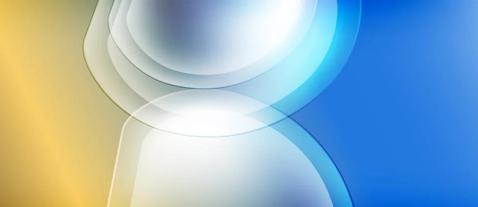 Abstract composition. Overlapping shapes create luminous effect. Gold, blue hues Stock Illustration