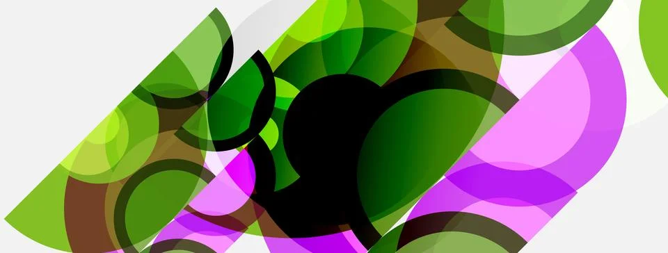 Abstract composition. Overlapping shapes create dynamic visual effect. Greens Stock Illustration