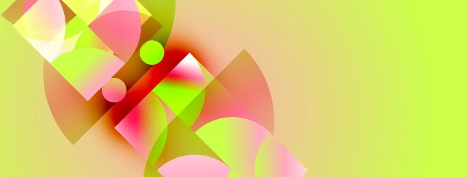 Abstract composition. Overlapping shapes, vibrant colors, gradients create Illustrazione stock