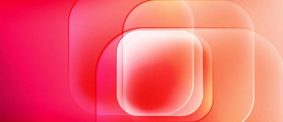 Abstract composition. Overlapping squares create glowing effect. Red, orange Illustrazione stock