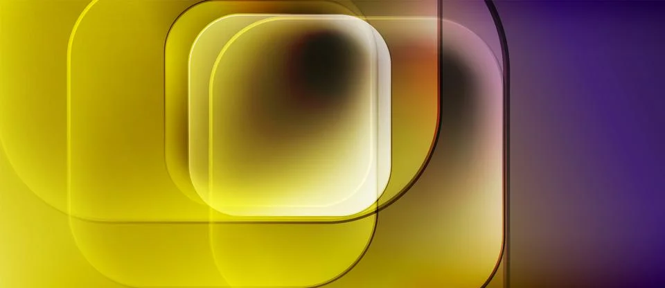 Abstract composition. Overlapping squares, yellow, purple hues. Gradient effect イラスト素材