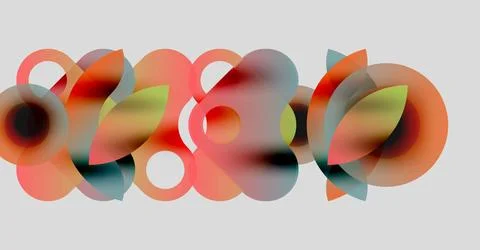 Abstract composition. Overlapping translucent circles, warm colors dominate, 스톡 일러스트